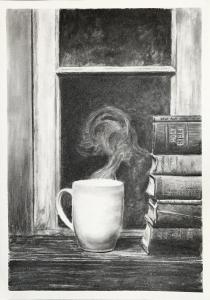 5 AUGUST CHARCOAL BOOKS AND COFFEE CUP