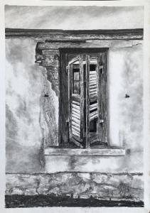 Wall and Window final drawing in charcoal